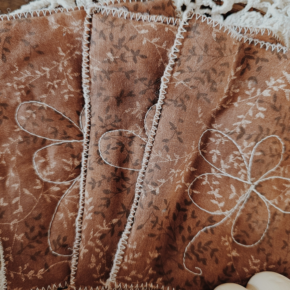 Handcrafted Brown Floral Fabric Coasters Set - Picture 3 of 5